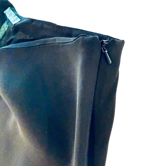 Lauren Ralph Lauren 100% Silk Wide Leg Dress Pants Women’s 12 Black Quiet Luxury - Picture 7 of 10